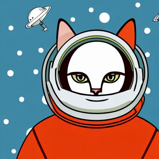 Image similar to a smug cat wearing a space helmet, vector art