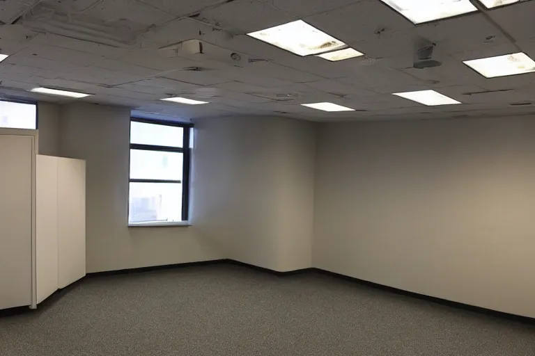 Prompt: an empty office after everyone has moved out, moving boxes