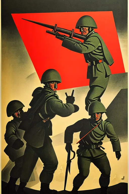 Prompt: war, ussr poster, art by grewski