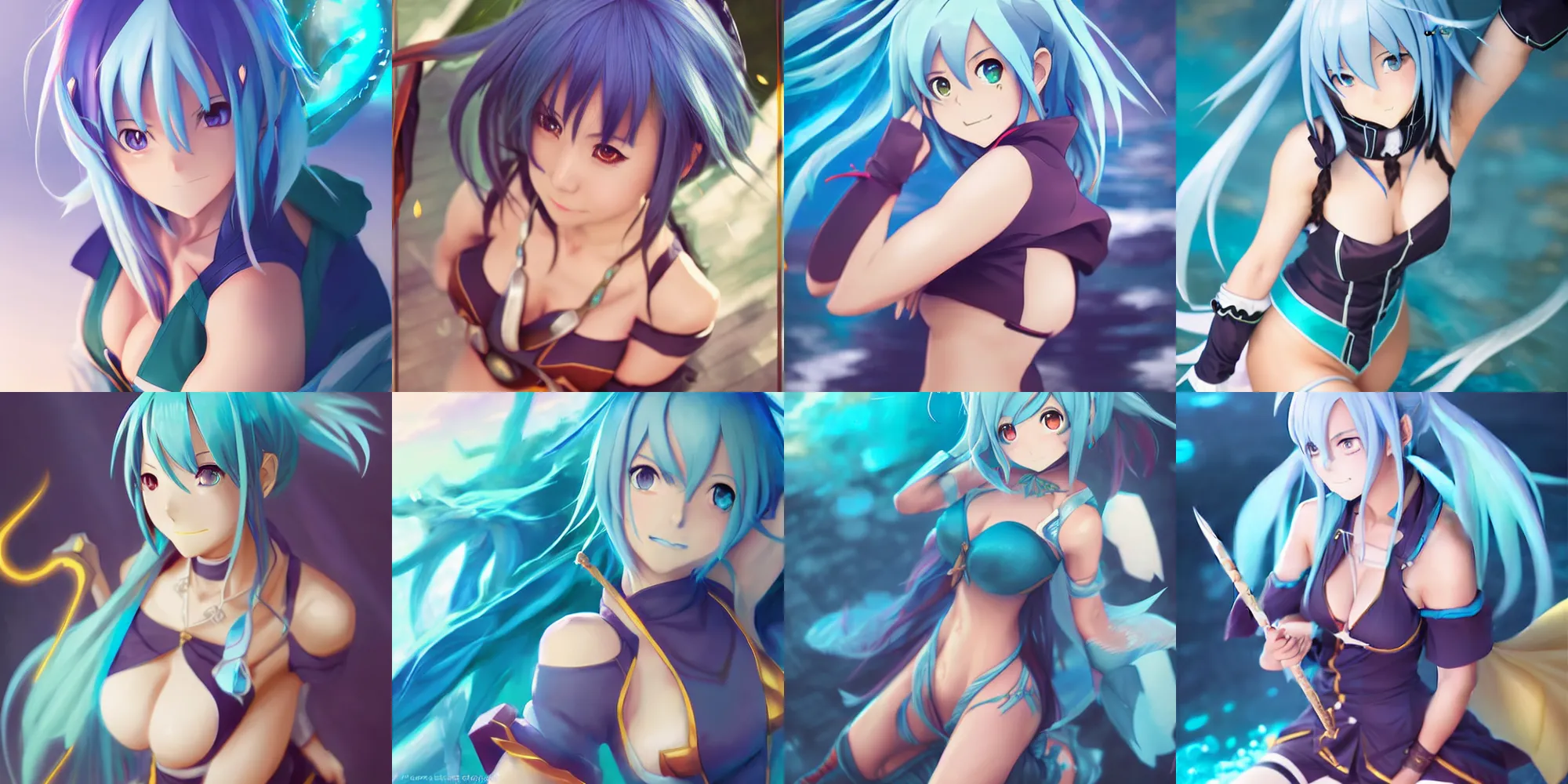 Prompt: beautiful art of aqua from konosuba, by wlop, rossdraws, logan cure, mingchen shen, bangkuart, sakimichan, yan gisuka, jeonseok lee, zeronis, chengwei pan on pixiv