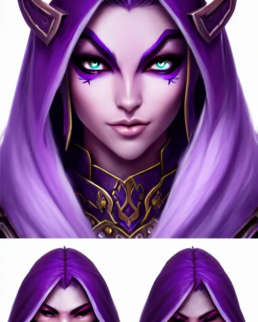 Prompt: character concepta beautiful and strong purple female warrior night elf | | cute - fine - face, world of warcraft, pretty face, realistic shaded perfect face, fine details by stanley artgerm lau, wlop, rossdraws, james jean, andrei riabovitchev, marc simonetti, and sakimichan, trending on artstation