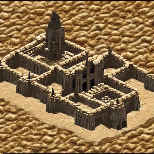 Prompt: desert castle in cyberpunk style - n 9