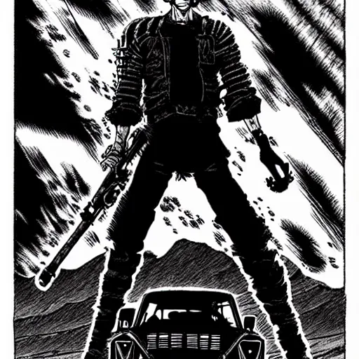 Image similar to mad max manga by junji ito