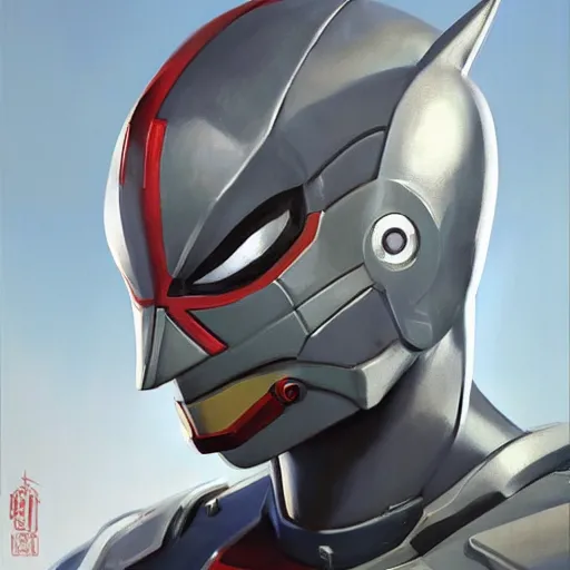 Image similar to greg manchess portrait painting of armored spiderman ultraman grey fox from metal gear cyborg gay japanese - american hybrid as overwatch character, medium shot, asymmetrical, profile picture, organic painting, sunny day, matte painting, bold shapes, hard edges, street art, trending on artstation, by huang guangjian and ail elvgren and sachin teng