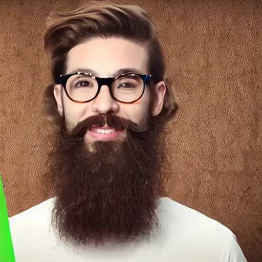 Prompt: a screenshot of a handsome guy with chestnut hair long hair short beard glasses in 5 minutes craft video