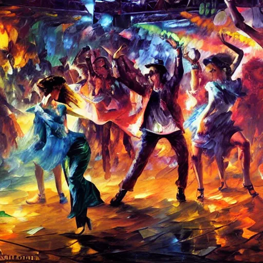 Image similar to rave dance party by paul lehr, arthur adams, charlie bowater, leonid afremov, chiho ashima, karol bak, david bates, tom chambers