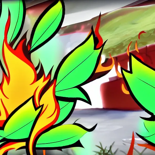 Prompt: leafy bfdi on fire