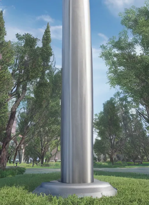 Prompt: highly detailed architecture render of a huge futuristic metallic stele sculpture standing in city park, archdaily, made in unreal engine 4