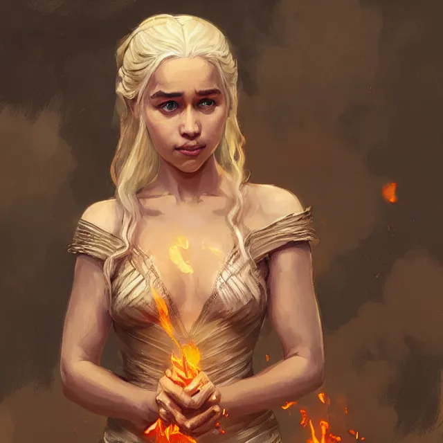 Prompt: daenerys targaryen as a firebender, portrait, elegant, intricate, digital painting, artstation, concept art, smooth, sharp focus, illustration, art by konstantin korovin and daniel f. gerhartz and john howe