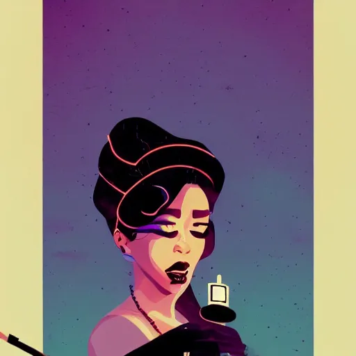 Prompt: a colorful comic noir illustration of a hauntingly beautiful woman singing the blues in new orleans by sachin teng, by queens of the stone age, dark vibes, pastel lighting, cinematic, depth of field, 8 k, high contrast, trending on artstation