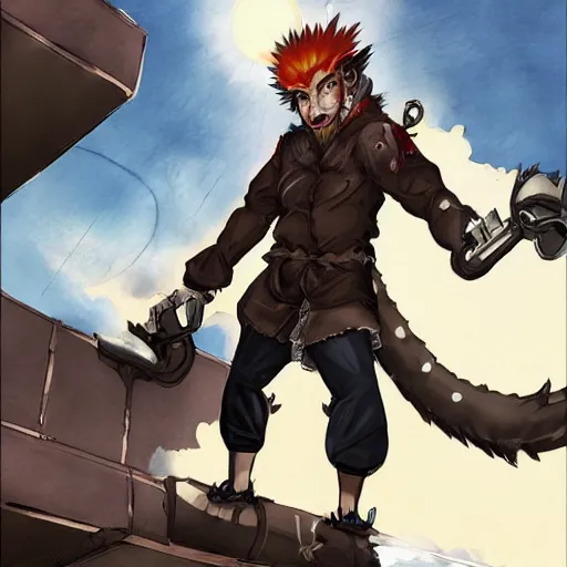 Image similar to Sun Wukong wearing techwear