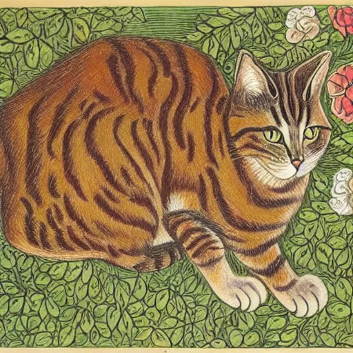 Prompt: a cat as drawn by Louis Wain