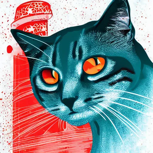 Image similar to a stray cat in istambul digital art illustration colorful