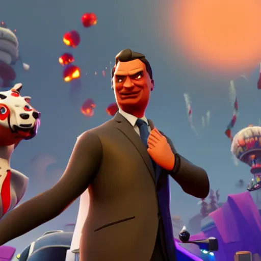 Image similar to Viktor Orban in Fortnite doing the Floss