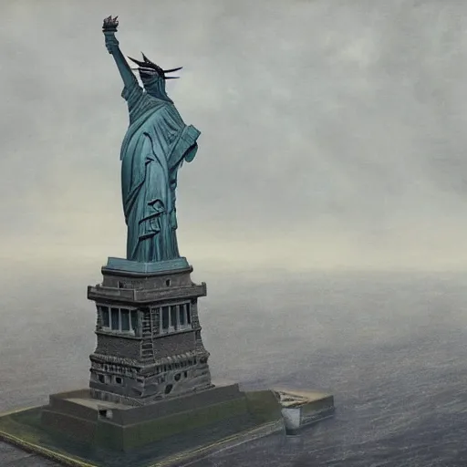 Prompt: portrait of statue of liberty, whiteness | highly detailed matte painting, hyperrealistic, very intrincate | cinematic lighting, award - winning | by rachel ruysch, giger, beksinski and bocklin | by austin osman spare and william blake, trending on artstation, cgsociety, official art, octane.