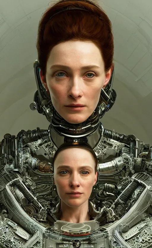 Image similar to portrait of a woman wearing a science fiction suit, technology, sci fi, beautiful detailed intricate insanely detailed octane render, 8K artistic photography, photorealistic, chiaroscuro, by Raphael, Caravaggio, directed by Denis Villeneuve