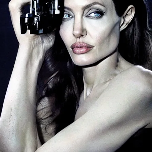 Prompt: an amazing award winning photo of angelina jolie as 0 0 7