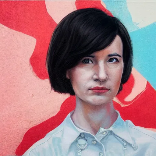 Image similar to maia sandu hyperrealistic, style of james jean