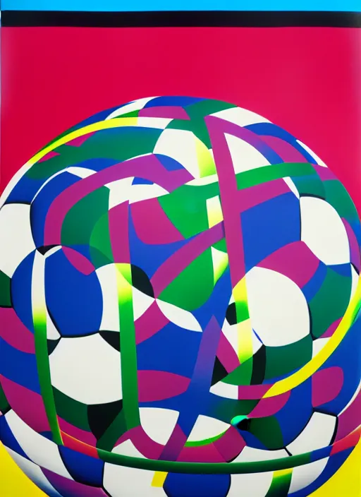 Image similar to soccer ball by shusei nagaoka, kaws, david rudnick, airbrush on canvas, pastell colours, cell shaded, 8 k
