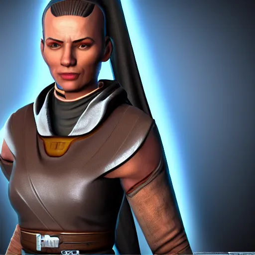 Prompt: 3 d render of a jedi knight from the old republic era rendered by unreal engine 5