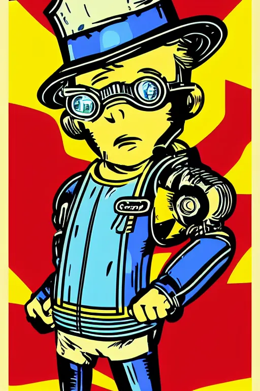 Image similar to fallout 7 6 retro futurist illustration art by butcher billy, sticker, colorful, illustration, highly detailed, simple, smooth and clean vector curves, no jagged lines, vector art, smooth andy warhol style