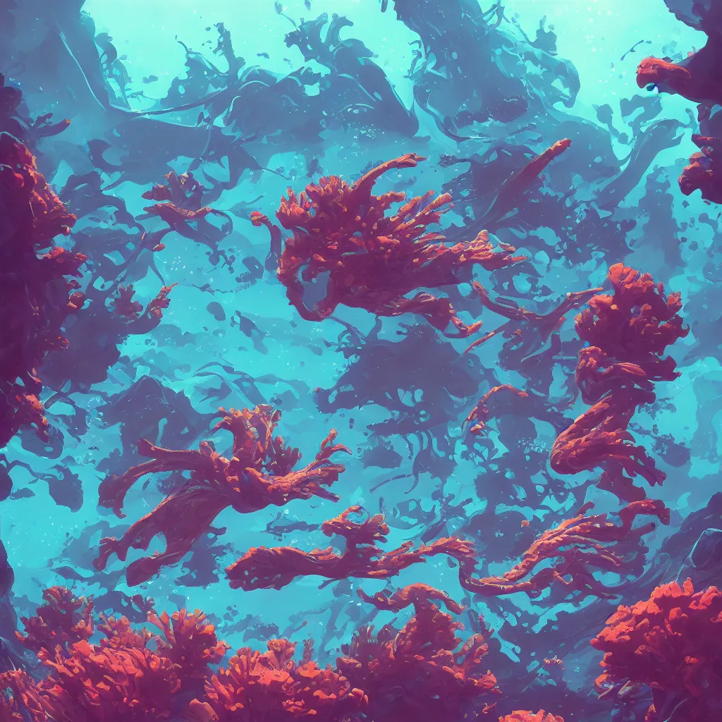 Image similar to alien underwater background stylized, corals, official fanart behance hd artstation by jesper ejsing, by rhads, makoto shinkai and lois van baarle, ilya kuvshinov, ossdraws, by feng zhu and loish and laurie greasley, victo ngai, andreas rocha, john harris