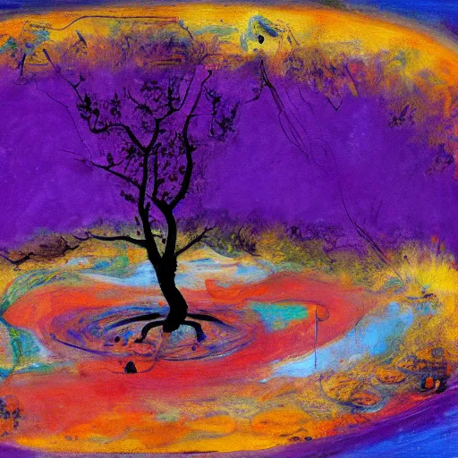 Mystic Colorful Tree of Life Yggdrasil Rainbow Watercolor Girls