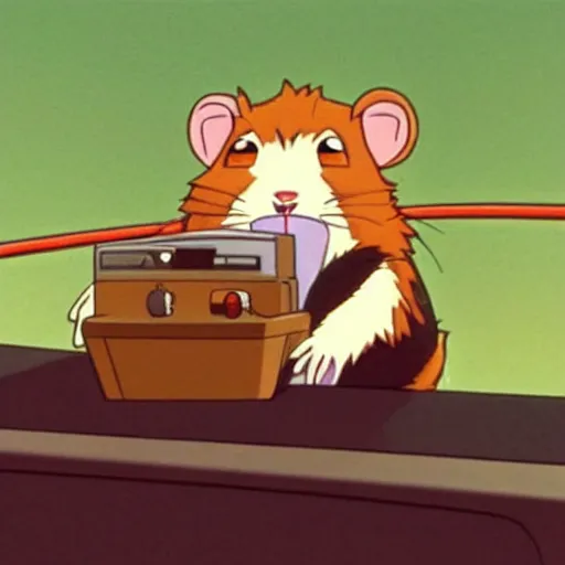 Image similar to a hamster in cowboy bebop