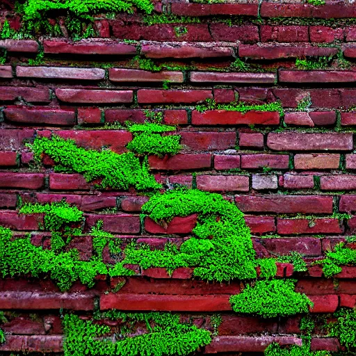 Image similar to old brick wall with moss and graffiti