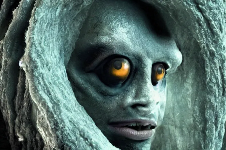 Image similar to VFX movie closeup of a futuristic inhuman monster in underground cave by Emmanuel Lubezki