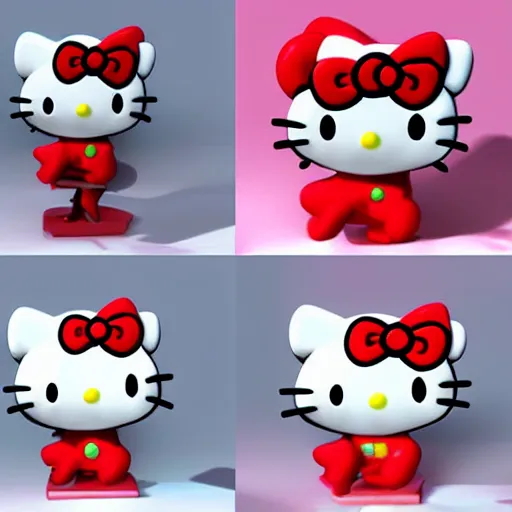 Prompt: A 3D Hello kitty figure by figure by Tyler Edlin