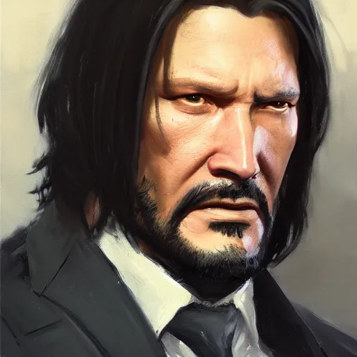 Image similar to greg manchess portrait painting of partially armored john wick as overwatch character, medium shot, asymmetrical, profile picture, organic painting, sunny day, matte painting, bold shapes, hard edges, street art, trending on artstation, by huang guangjian, gil elvgren, ruan jia, greg rutkowski, gaston bussiere