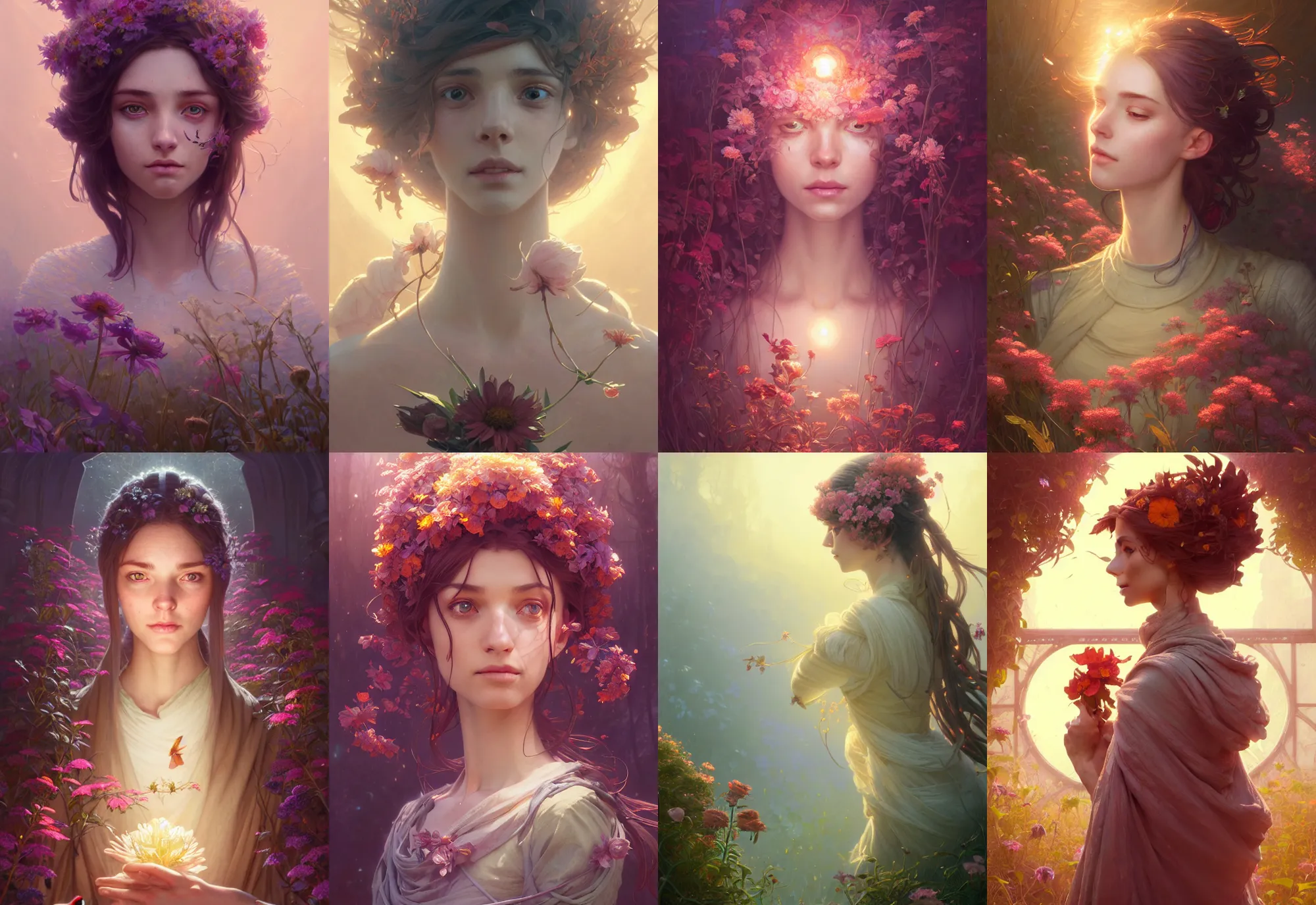 Prompt: highly detailed portrait of a flower, stephen bliss, unreal engine, fantasy art by greg rutkowski, loish, rhads, ferdinand knab, makoto shinkai and lois van baarle, ilya kuvshinov, rossdraws, tom bagshaw, alphonse mucha, global illumination, radiant light, detailed and intricate environment