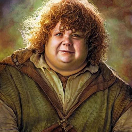 Image similar to chubby valiant hobbit Samwise Gamgee by Mark Brooks, Donato Giancola, Victor Nizovtsev, Scarlett Hooft, Graafland, Chris Moore