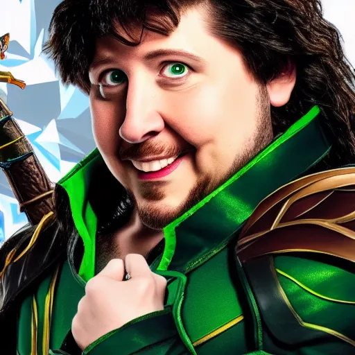 Image similar to Jon Tron as loki in the avengers, hyperrealistic