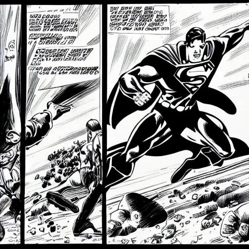 Image similar to superman vs ironman, comic book page, half toned, highly detailed