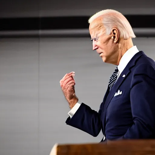 Prompt: joe biden sniffing a pile of hair