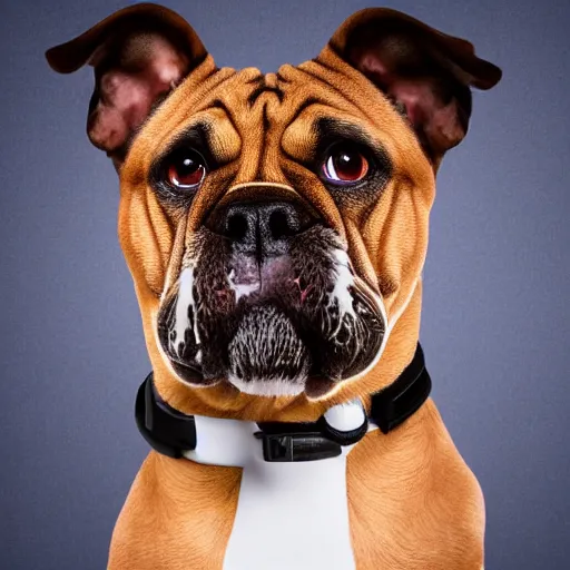 Image similar to a dog with steve harvey's face, studio lighting, 4 k, photorealistic, award winning