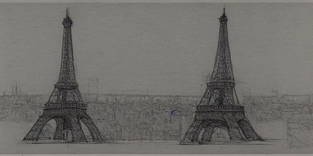 Prompt: architectural design studies of Eiffel Tower, drawn by Leonardo da vinci