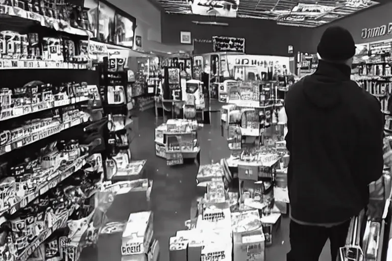 Image similar to cctv footage of john cena in a store