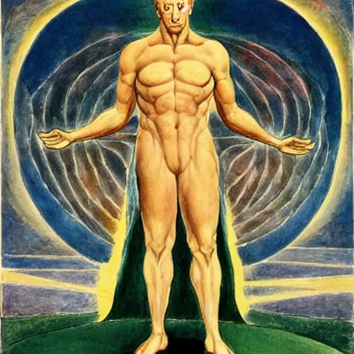 Image similar to joe biden as demiurge creating 1 9 5 0 s world, painting by william blake and jon mcnauhgton