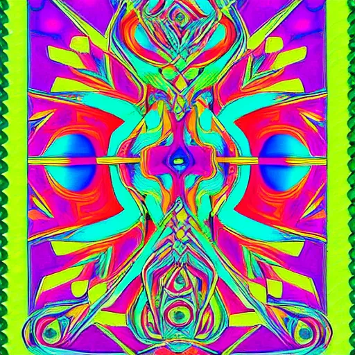 Prompt: psychedelic blotter art in the style of mc escher