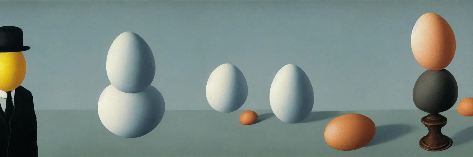 Prompt: egg painting magritte