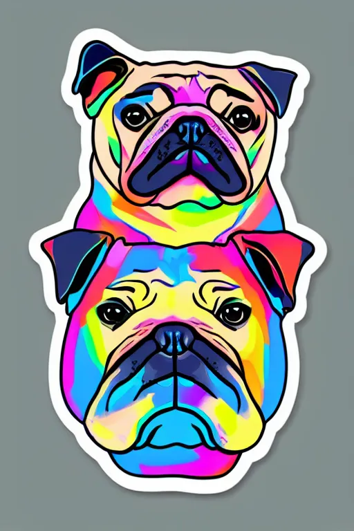 Image similar to Portrait of a bi chungus pug, sticker, colorful, illustration, highly detailed, simple, smooth and clean vector curves, no jagged lines, vector art, smooth