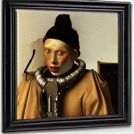 Prompt: cyborg by johannes vermeer