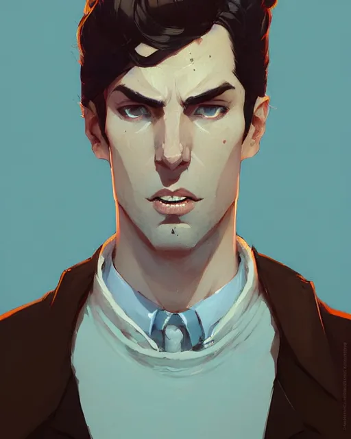 Image similar to portrait of male lord with dark hair and golden eyes, by atey ghailan, by greg rutkowski, by greg tocchini, by james gilleard, by joe fenton, by kaethe butcher, dynamic lighting, gradient light blue, brown, blonde cream and white color scheme, grunge aesthetic