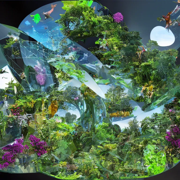 Image similar to metaverse of the future with nature and plants, everyday life in the metaverse, augmented reality, fantastic reality, fantastic art