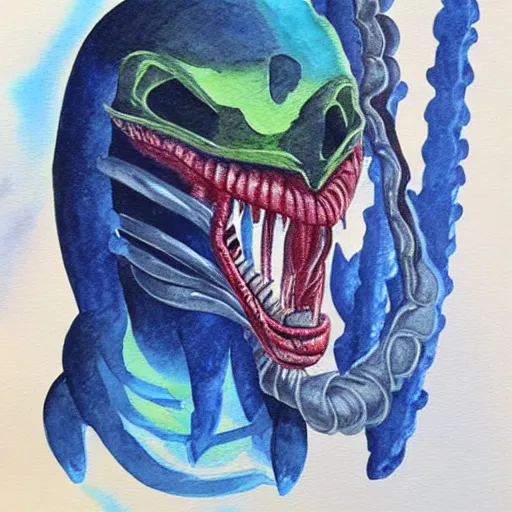 Image similar to xenomorph, watercolor, monet