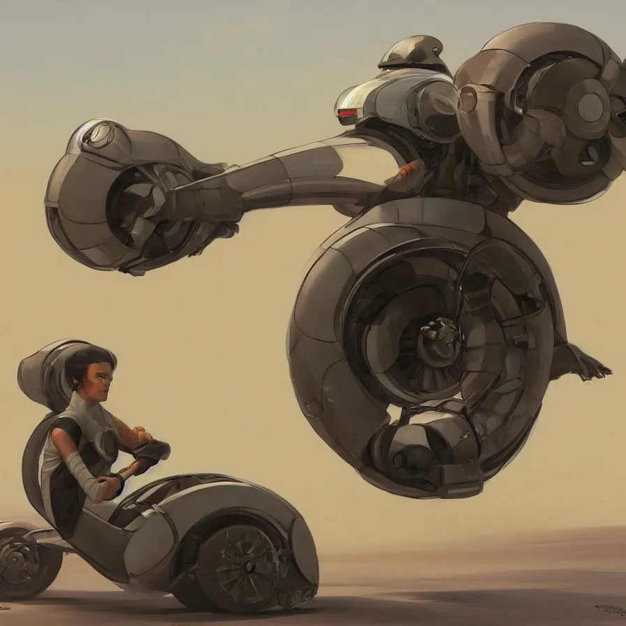 Image similar to a beautiful concept art of futuristic monowheel with rider sitting inside by ralph mcquarrie, trending on artstation.