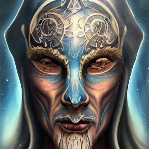 Prompt: an Artstation 3d render of Very very very very highly detailed beautiful mystic face of a phantom warrior with galaxy, tattoos by Anton Pieck, intricate, extremely detailed, digital painting, artstation, concept art, smooth, sharp focus, illustration, intimidating lighting, incredible art,